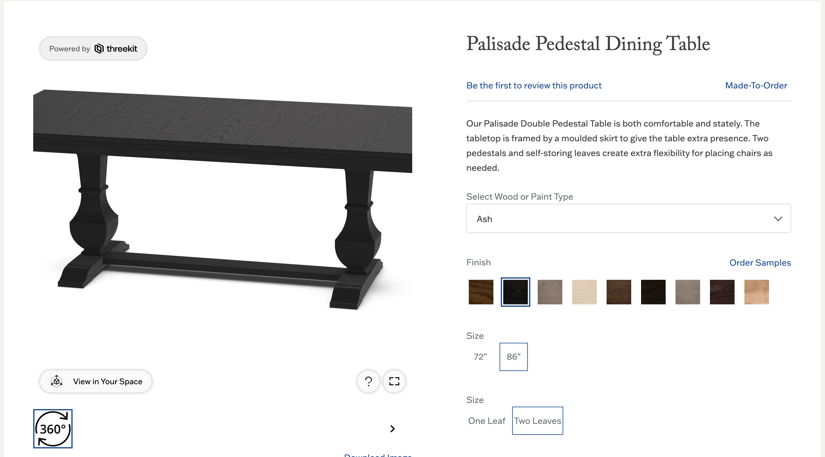 gat creek furniture product customizer